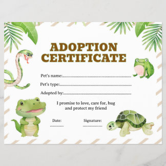Reptielen adopteren een huisdier certificaat bewer flyer
