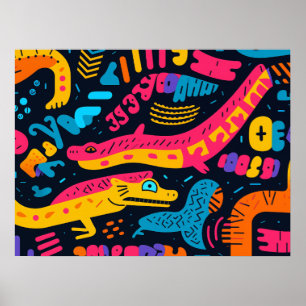 Reptielen in levendige kleuren Poster