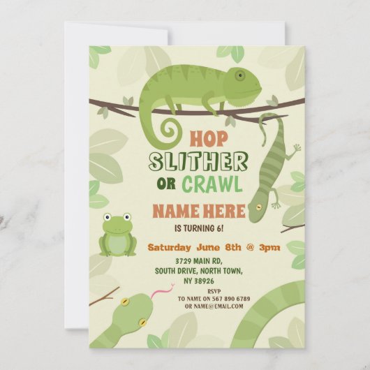 Reptielen Slang Verjaardagsfeest Hagedis Slangen I Kaart (Voorkant)