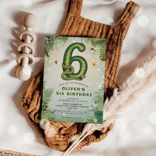 Reptile 6th Birthday Snake Boy Invitation