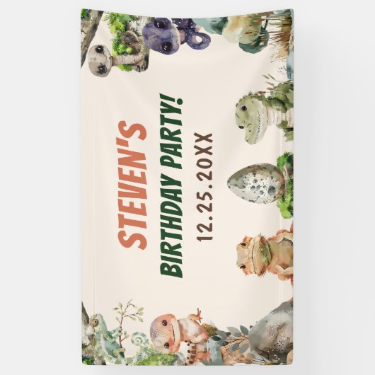 Reptile Kids verjaardagsfeestje Spandoek (Verticaal)