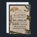 Reptile Show Anniversaire Fête Invitation<br><div class="desc">Vous cherchez des idées de fête d'anniversaire ou une expérience de camp que vos enfants n'oublieront jamais? Animaux vivants, reptiles et spectacles scientifiques ne manqueront pas de plaire à la foule ! ! Saviez-vous qu'il y a quelque chose qu'on appelle un lézard sans légende ? Ces geckos peuvent lécher les...</div>