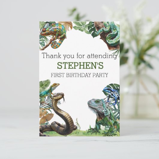 Reptile Slither Crawl Snake Turtle Verjaardag Bedankkaart (Staand voorkant)