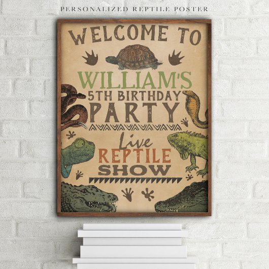 Reptile thème Anniversaire Affiche de bienvenue de