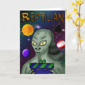 Reptiliaanse vreemdeling met buitenruimtevaart op kaart (Gele Bloem)