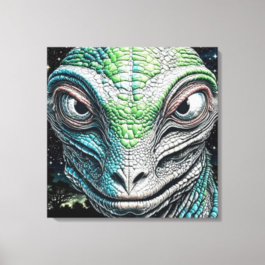 Reptilian Lizard Man buitenaards wezen Canvas Afdruk (Voorkant)