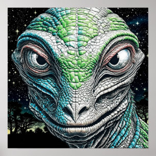 Reptilian Lizard Man buitenaards wezen Poster
