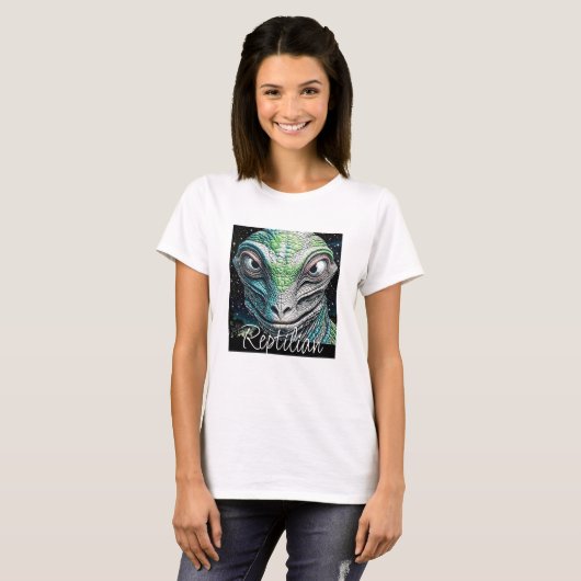 Reptilian Lizard Man buitenaards wezen T-shirt (Voorkant volledig)