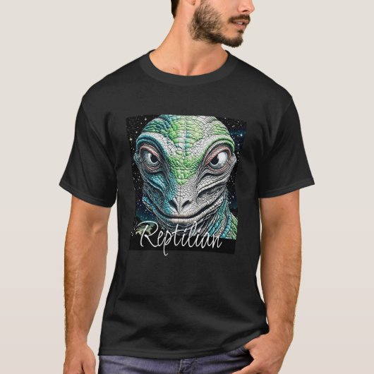 Reptilian Lizard Man buitenaards wezen T-shirt (Voorkant)