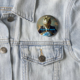 Reptilianen Besturen De Wereld Ronde Button 5,7 Cm
