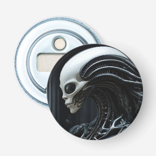 Reptillian buitenaards profiel button flesopener
