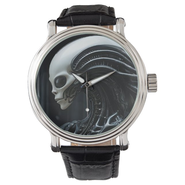 Reptillian buitenaards profiel horloge (Voorkant)