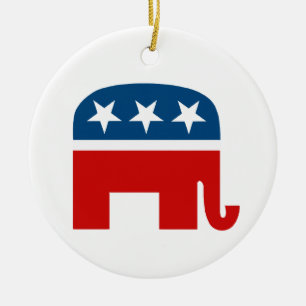 Republican Elephant Keramisch Ornament