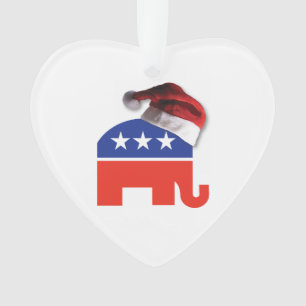 Republican Elephant met Pet van de kerstman Ornament