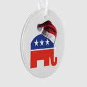 Republican Elephant met Pet van de kerstman Ornament (voorkant)