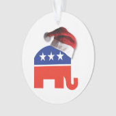 Republican Elephant met Pet van de kerstman Ornament (voorkant)