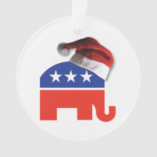 Republican Elephant met Pet van de kerstman Ornament