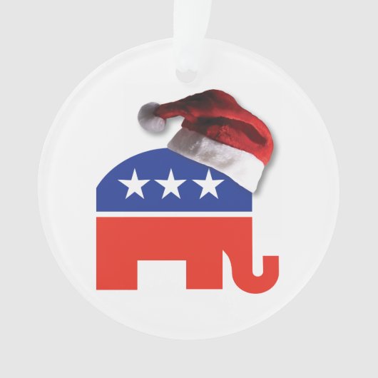 Republican Elephant met Pet van de kerstman Ornament (voorkant)