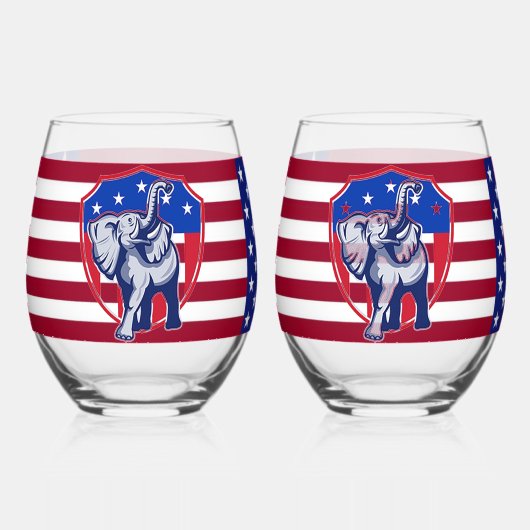 Republican Elephant Wijnglas Zonder Voet (Voorkant)
