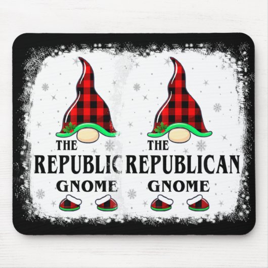 Republican Gnome Buffalo Plaid Matching Family Xma Muismat (Voorkant)