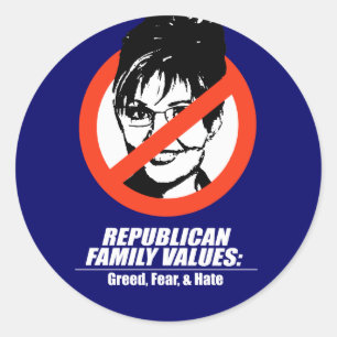 Republican Values - Greed, Angst en Hate Ronde Sticker