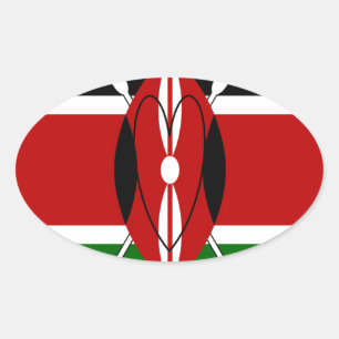 Republiek Kenia Nationale Vlag Zwart rood groen Ar Ovale Sticker