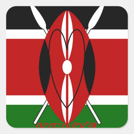 Republiek Kenia Nationale Vlag Zwart rood groen Ar Vierkante Sticker (Voorkant)