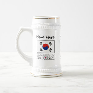 Republiek Korea en Zuid-Koreaanse vlag Uw naam Bierpul