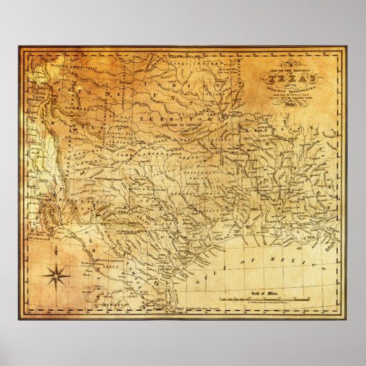 REPUBLIEK TEXAS 1841 MAP POSTER (Voorkant)