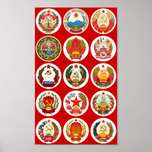 Republieken van de Sovjet-Unie - achtergrond van v Poster