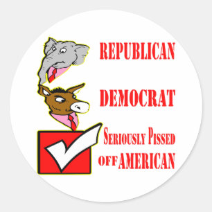 Republikein, Democraat, ernstig Boos van Amerika Ronde Sticker