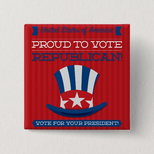 Republikein Vierkante Button 5,1 Cm (Voorkant)