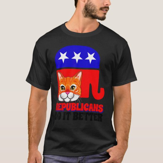 Republikeinen Doen Het Beter Kat Politiek VS Ameri T-shirt (Voorkant)