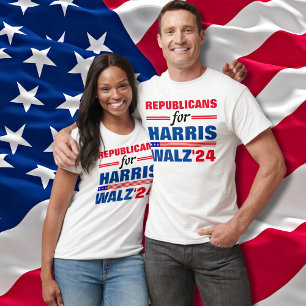 Republikeinen voor Harris Walz Red Blue T-shirt