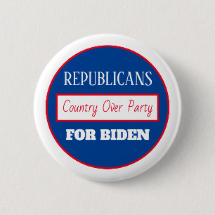 Republikeinen voor Joe Biden, Land over Partij Ronde Button 5,7 Cm