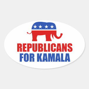 Republikeinen voor Kamala Harris Elephant Ovale Sticker
