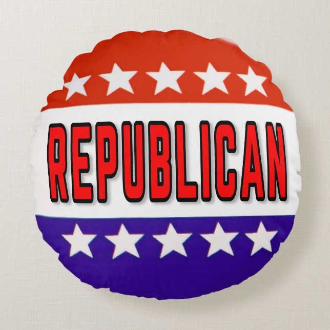 Republikeins Button Rond Kussen (Voorkant)
