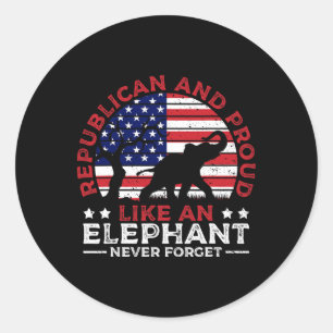 Republikeins en trots olifant Amerikaanse vlag kie Ronde Sticker