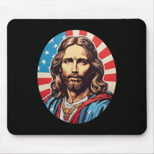 Republikeinse Jezus – Kordaat Pop-art met Amerikaa Muismat