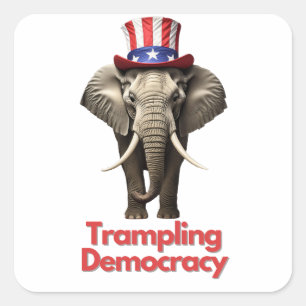 Republikeinse partij Olifant vertrappelen democrat Vierkante Sticker