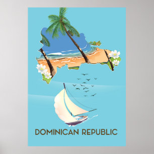République Dominicaine carte Yacht poster de voyag