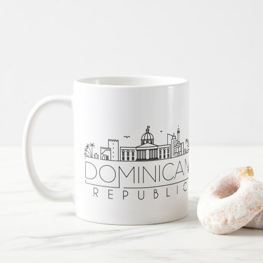 République Dominicaine Stylisé Skyline Café Mug (Avec donut)