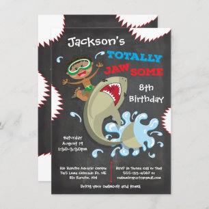 Requin Anniversaire Piscine Fête Invitations