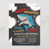 Requin Anniversaire Piscine Fête Invitations (Devant / Derrière)