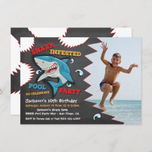 Requin Anniversaire Piscine Fête Invitations