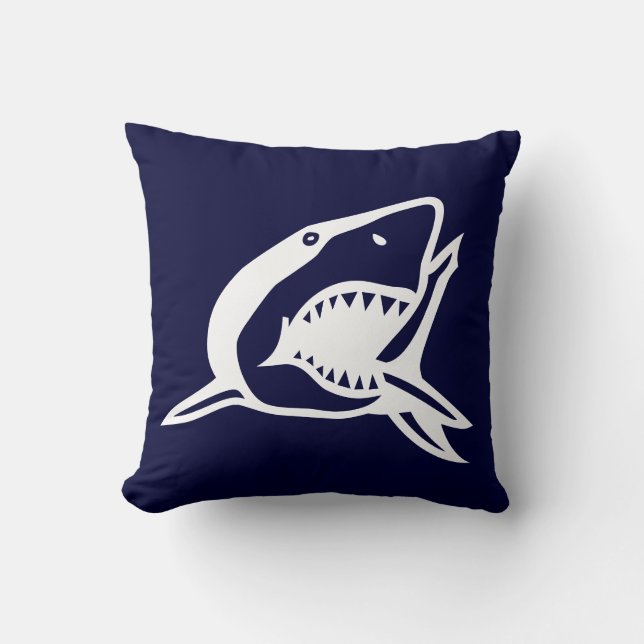 requin blanc sur coussin bleu marine (Recto)