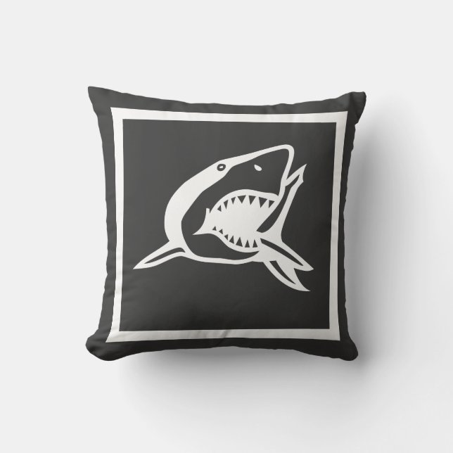 requin blanc sur coussin gris charcole (Recto)