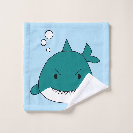 Requin bleu et blanc de dessin animé (Gant de toilette)