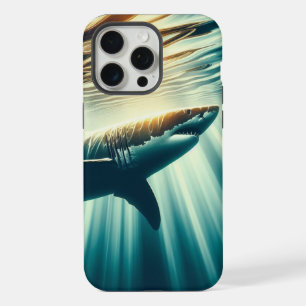 Requin dans la mer bleue profonde & lumière du sol