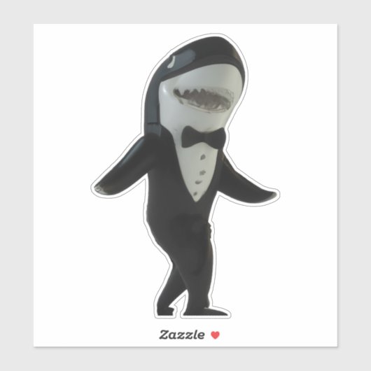 Requin dans tux classe autocollant mignon (Feuille)